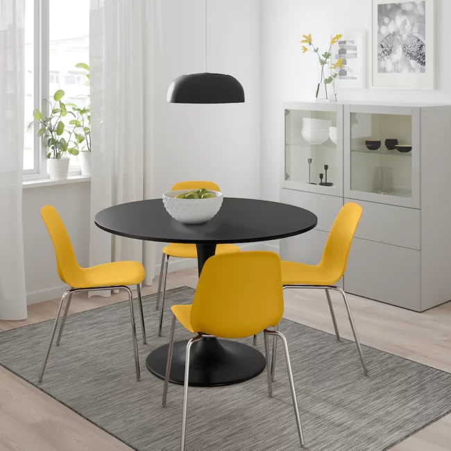 Black dining table.